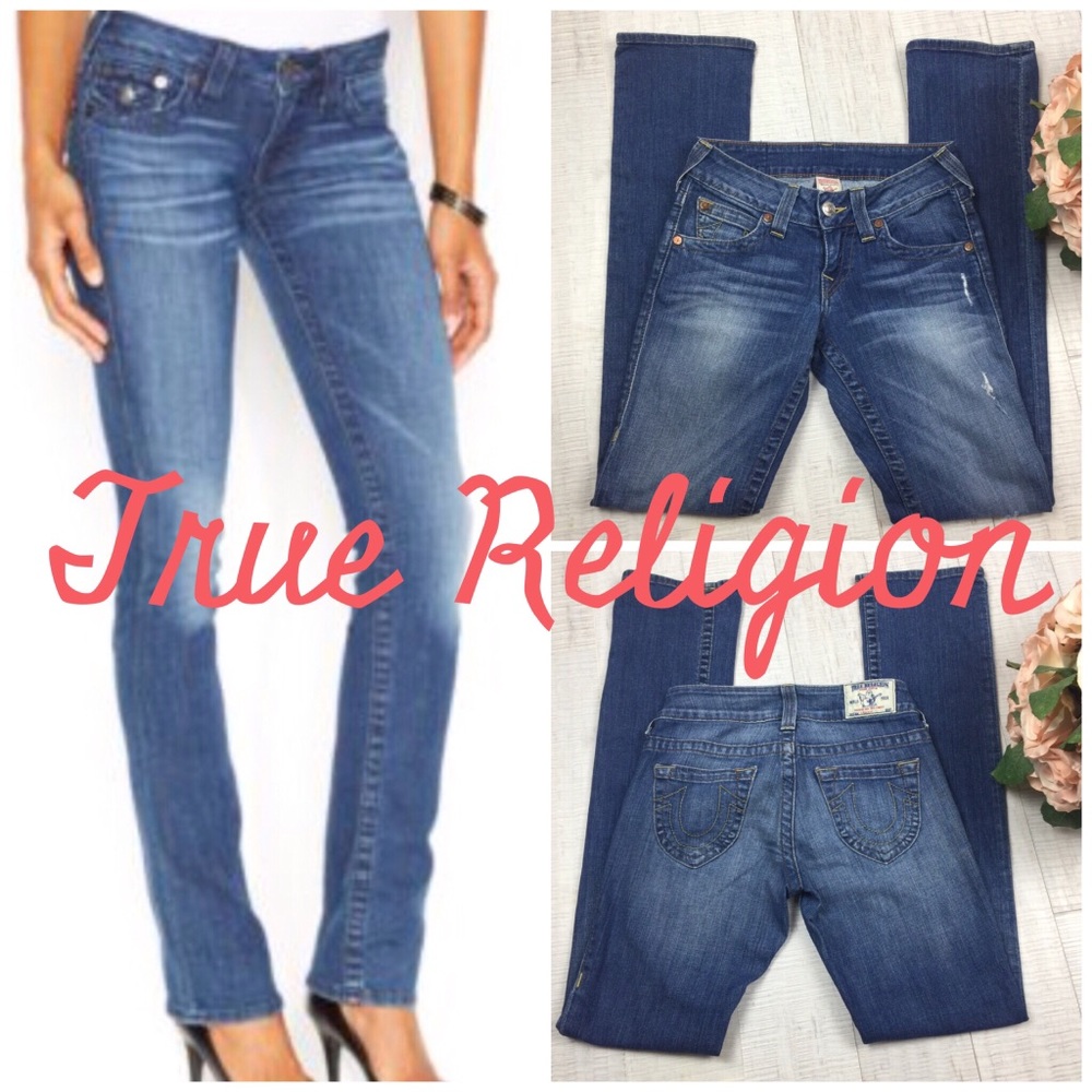 True Religion Straight Leg Distressed Jean Size 26